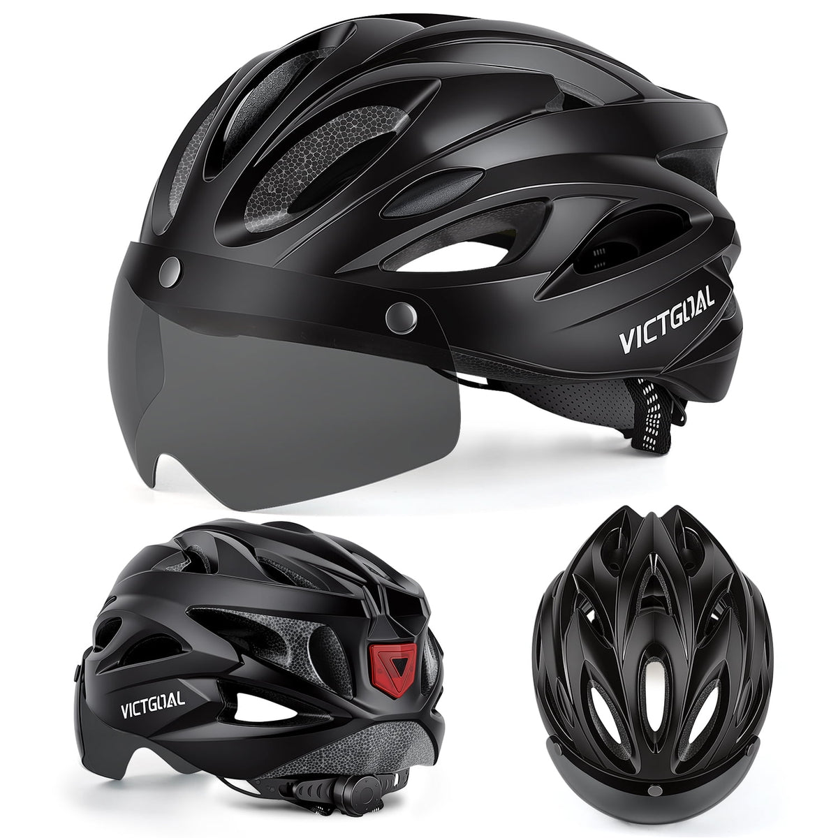 Bike Helmet for Adults with Light and Goggles Lightweight MTB Road Bicycle Helmets
