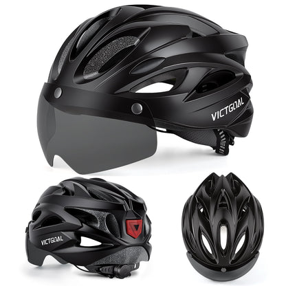 Bike Helmet for Adults with Light and Goggles Lightweight MTB Road Bicycle Helmets