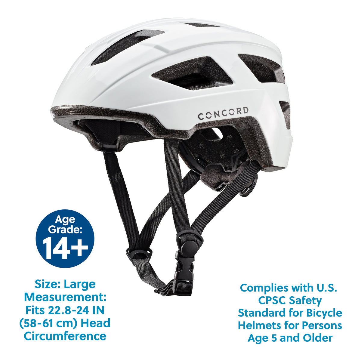Concord Adult Light Gray Bike Helmet, Adjustable Fit