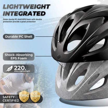 Bike Helmet for Adults with Light and Goggles Lightweight MTB Road Bicycle Helmets